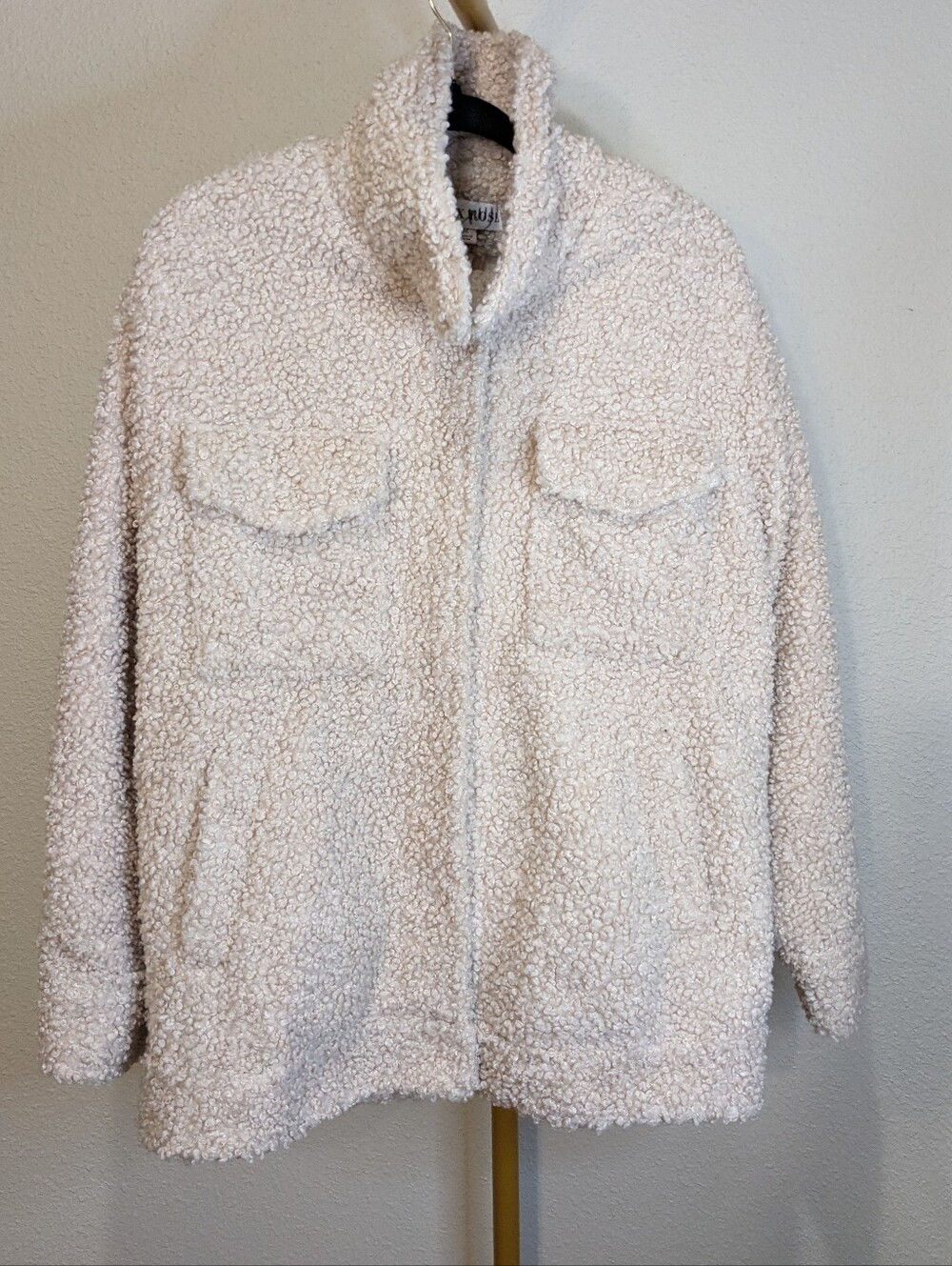 Knox Rose Boucle Teddy Sherpa Zip Jacket Trucker Shacket